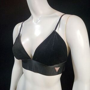 Guess Black Velvet Triangle Bralette (M)